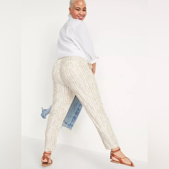 Old Navy Pants - Linen Draw String elastic waist pants tie dye pattern